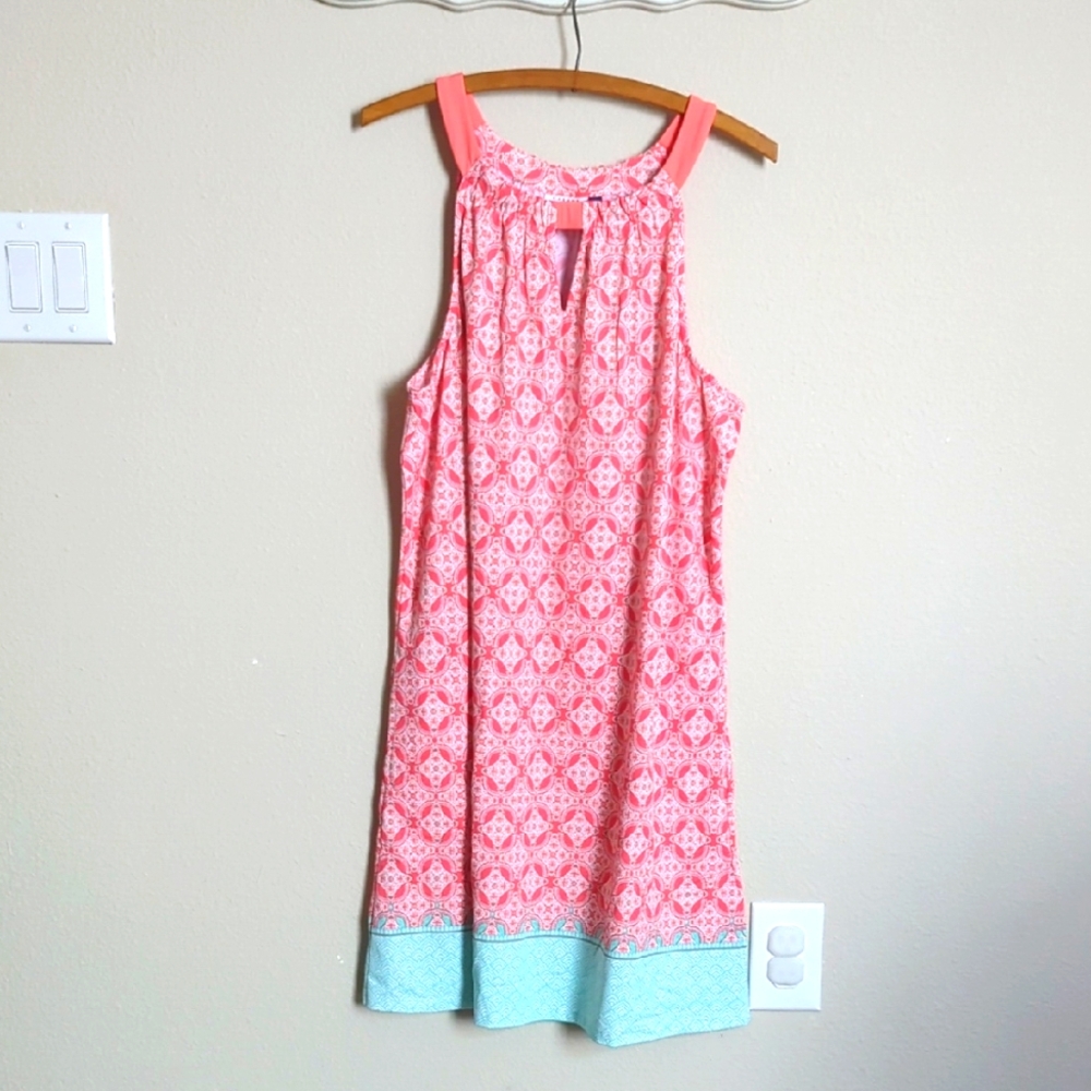 Cabana Life Coral and White Patterned Dress